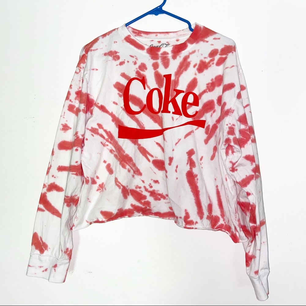 3X Coca-Cola Long Sleeve Tie Dye Cropped Tee